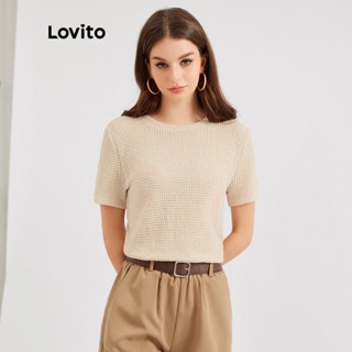 Lovito Camiseta De Malha Waffle Básica Casual L30ED017 (Amasco)