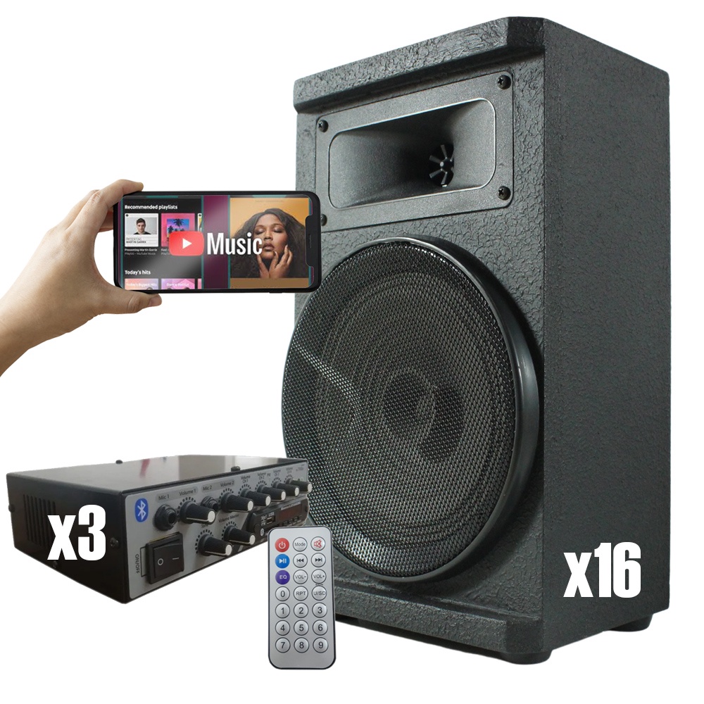 Kit 16 Caixas de Som Ambiente 2080W +3 Amplificadores RC7000 Pronta Entrega