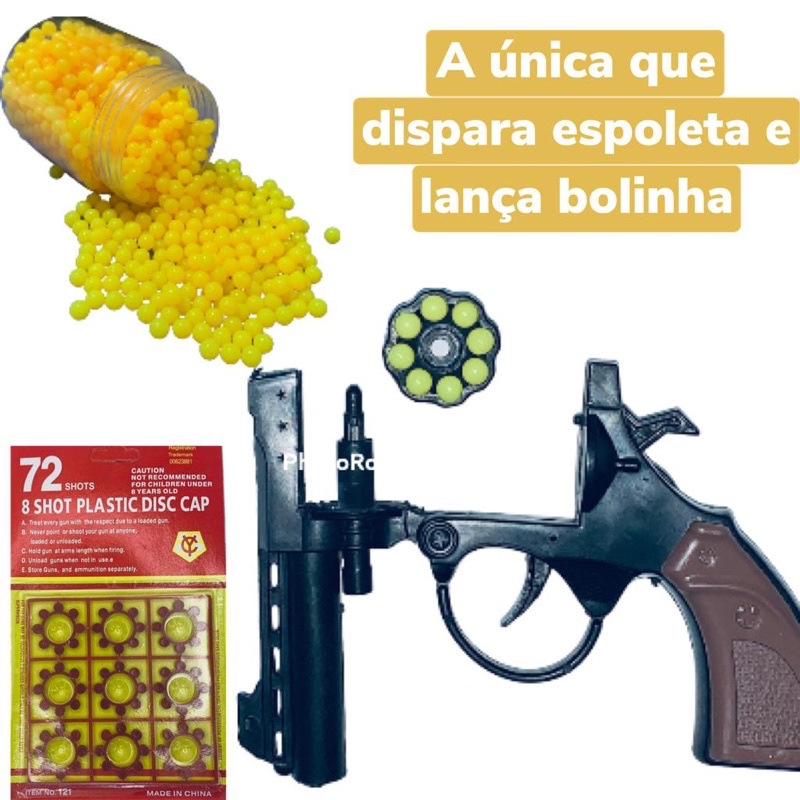 brinquedo arminha de espoleta lança bolinhas premium
