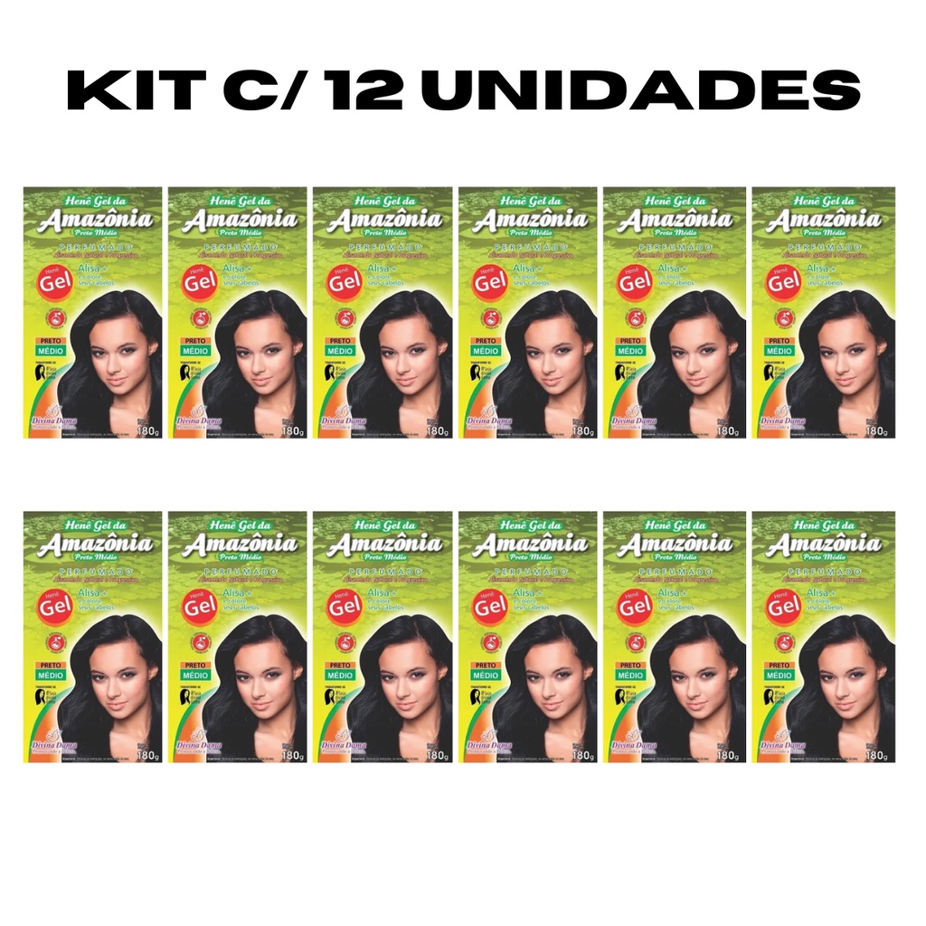 Alisante Henê Gel Amazônia Preto Médio Divina Dama - 12 Unidades em Oferta na Shopee