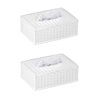 Kit 2 Porta Lenços Guardanapos Plástico Resistente Rattan