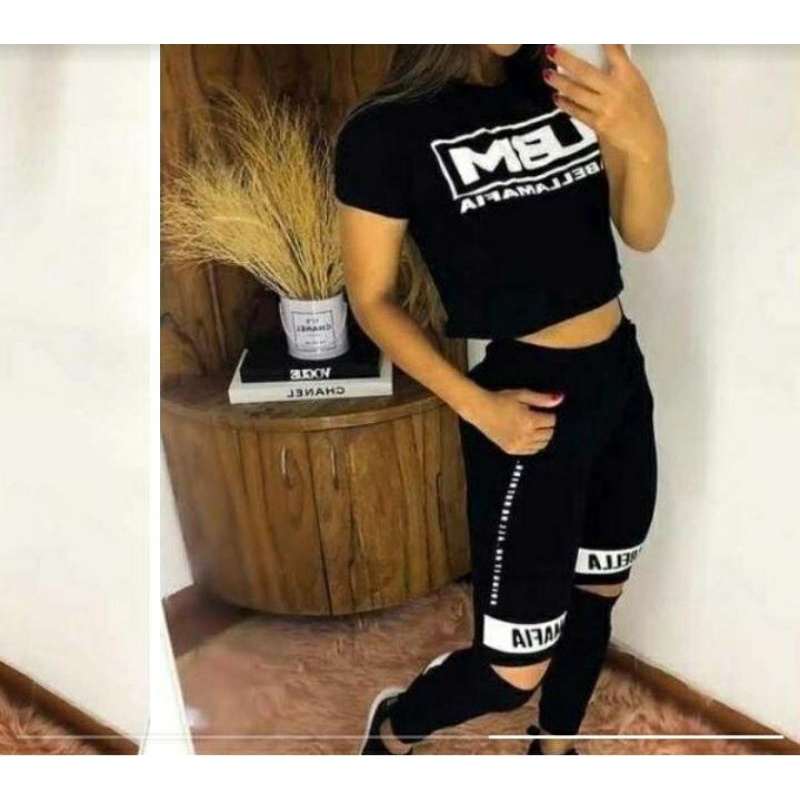 Conjunto feminino Labellamafia manga curta em Oferta na Shopee