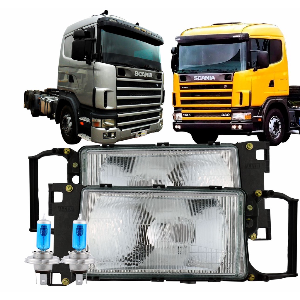 Par Farol Scania S4 G420 R420 114 124 1997 A  07 + Lampadas
