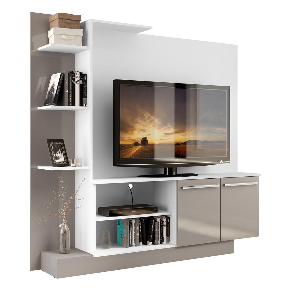 Estante Home Theater com Suporte P/TV até 55'' Denver Multimóveis Branco/Lacca Fumê