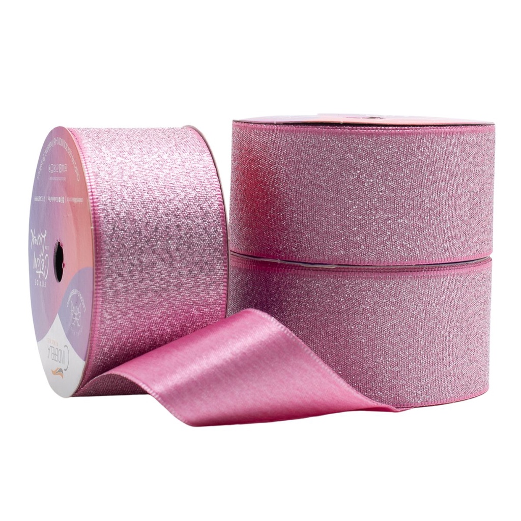 Fita de Cetim Lurex Silver Cinderela 38mm Rolo 10 Metros Glitter Brilho em Oferta na Shopee