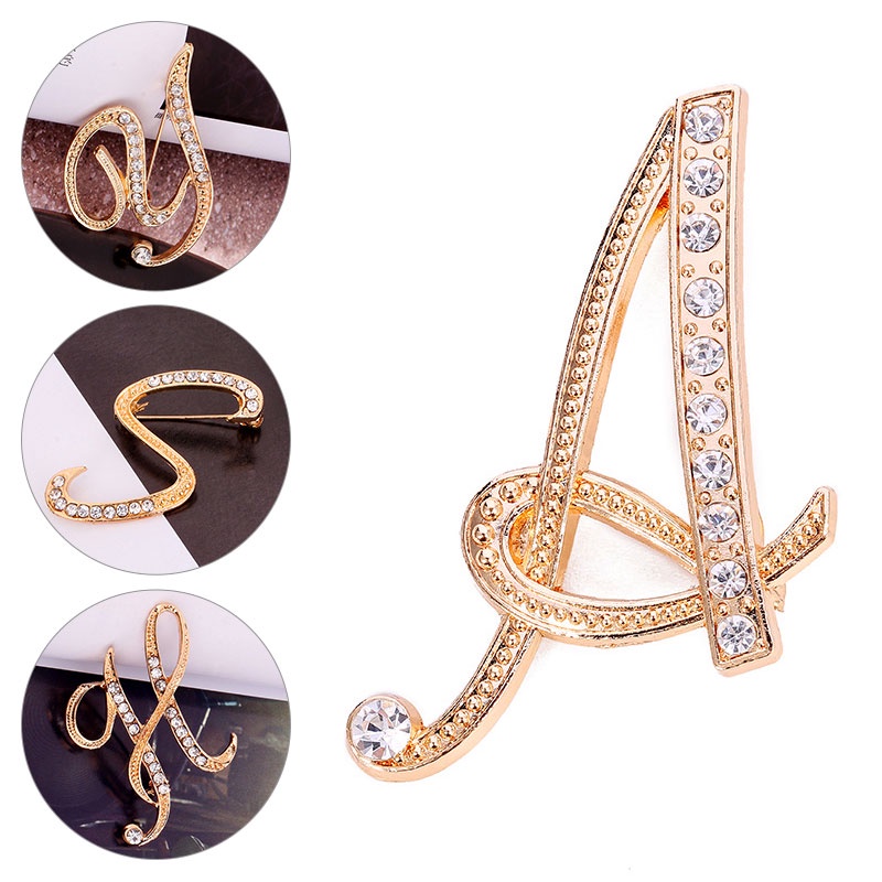 Mulheres Homens A-Z Carta Broche Strass Cristal Prata Cor Alfabeto Inglês Alfinetes De Metal Jóias Fofas Acessórios Presente De Natal em Oferta na Shopee