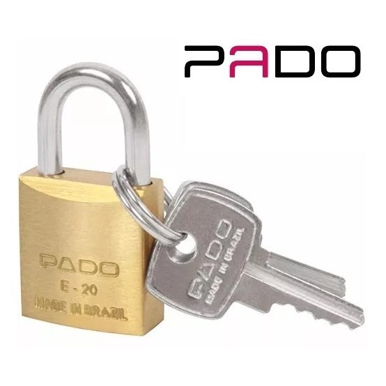 Imagem Cadeado Pado 20mm Latão Armário Bicicleta Malas com 2 Chaves