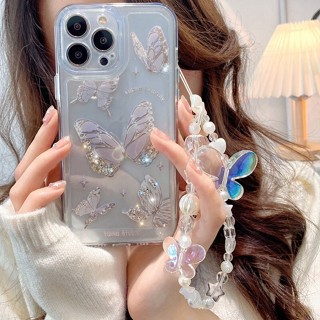 Caixa Transparente À Prova De Choque Para Telefone Redmi 12 12 12c Nota 12 12s 11 10 9 8 Pro 10C 9 9A 9C 10 9T Mi 11 Lite POCO M3 X3 Cristal Butterfly Chain Clear Sofe TPU