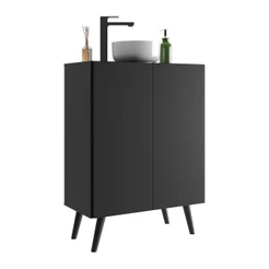 Gabinete de Banheiro Retrô Multimóveis 63 cm com 2 Portas FG5006 Preto