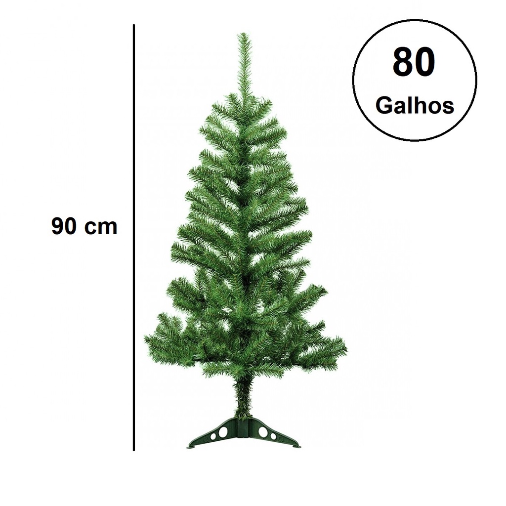 Árvore de Natal Pinheiro Tradicional 90 cm com 80 Galhos | Shopee Brasil