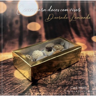 10 Caixas P/ 8 Doces Presente C/Visor Ouro Laminada 15X8X4 Kb13 Alta (Kb) - Stationery