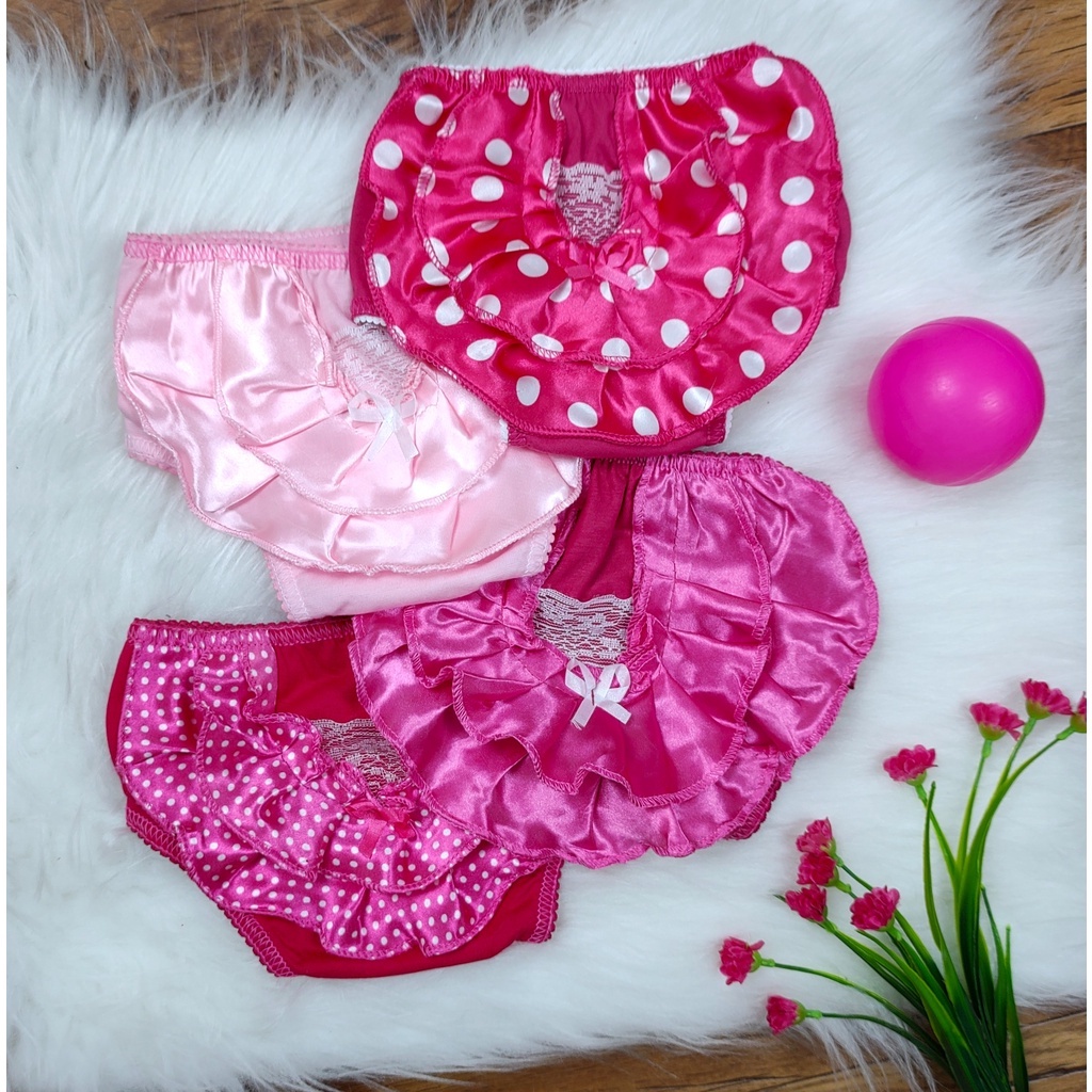 Kit 10 Calcinhas Infantil Cobre Fralda Babado Bunda Rica Em Cetim Renda