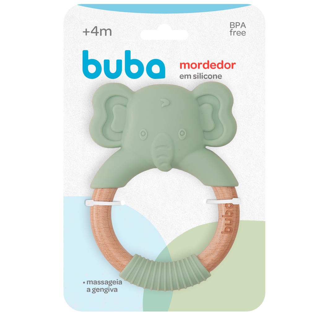 Mordedor Elefante Em Silicone Verde Livre BPA 15653 - Buba em Oferta na Shopee