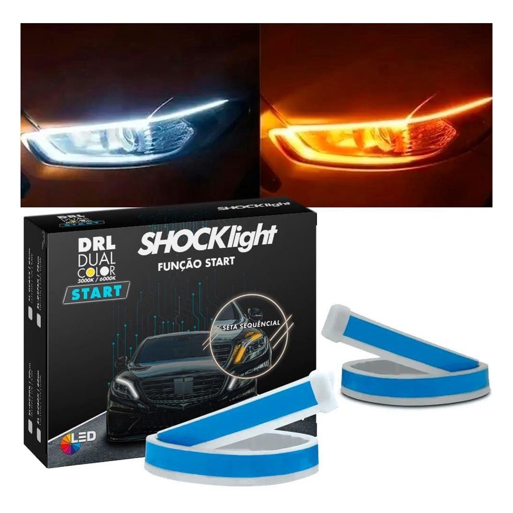 Fita De Led Drl Dual Color 60 Cm Shocklight Luzes de led drl tiras para carro flexível à prova d 'água em Oferta na Shopee