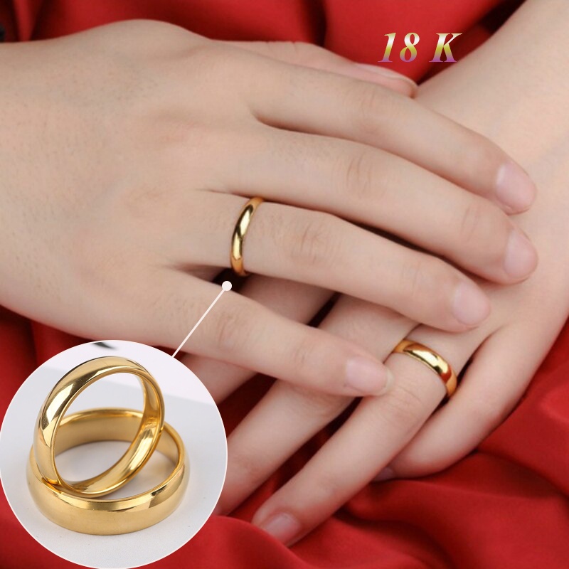 Moda simples estilo suave anéis de aço inoxidável clássico cor de ouro casal anéis para mulheres e homens casamento noivado jóias