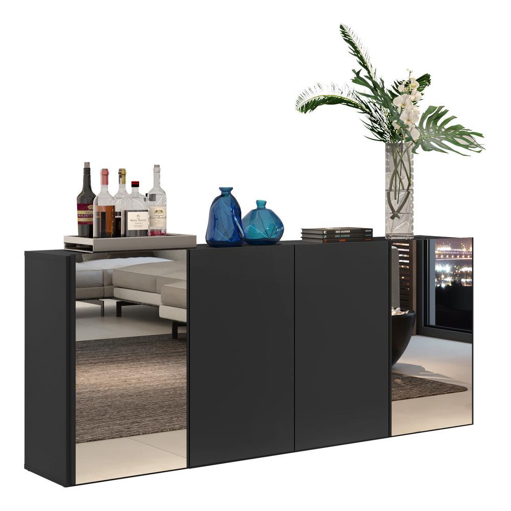 Aparador Buffet com Espelho Multimóveis Vegas FG3561 Preto em Oferta na Shopee