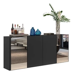 Aparador Buffet com Espelho Multimóveis Vegas FG3561 Preto