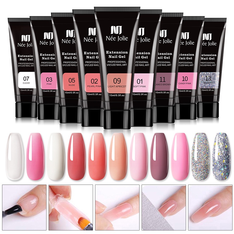 15ML Gel De Extensão Rápida De Unhas Colorido Polimento De Cristal gel para alongamento de unhas Gel Transparente Cor Com Ferramente unha esmaltes