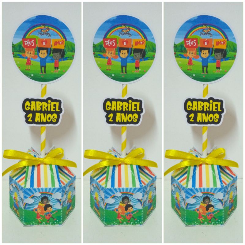 Kit Centro de mesa personalizado, 10 ou 15 unidades, 3 Palavrinha