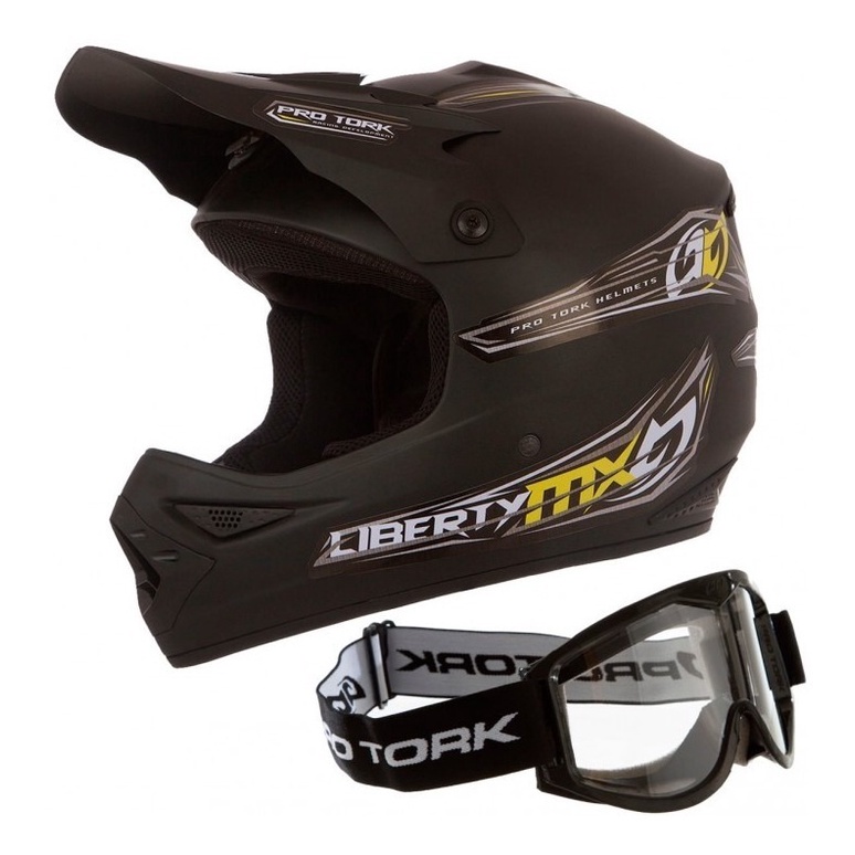 Capacete Motocross Adulto Protork Liberty Mx Pro Trilha Off Road Óculos 788