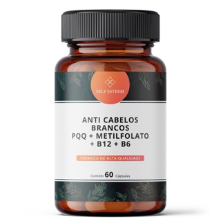 Anti Cabelos Brancos PQQ 10mg + Metilfolato 5000mcg + B12 1000mcg + B6 15mg