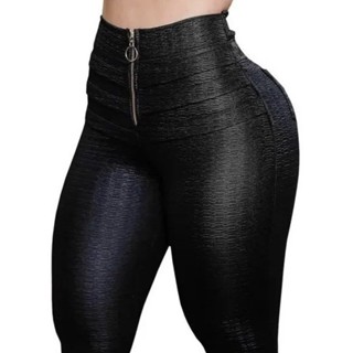 Calça Legging Cirre Levanta Bumbum Com Ziper Cintura Alta