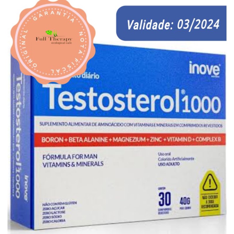 Testosterol ® 1000 Testosterona Pré Hormonal 30 Comp - Escorrega o Preço