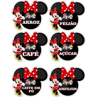 Adesivo Minnie para pote de mantimentos 10x9 á prova d