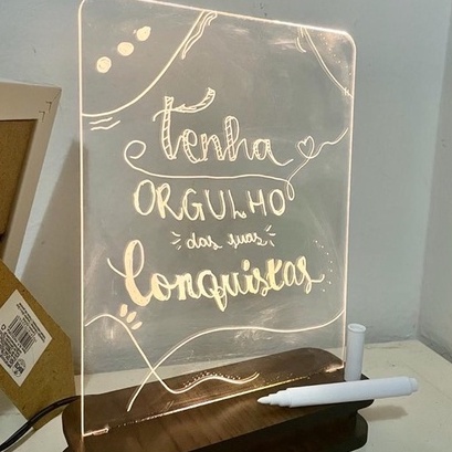 Luminaria Quadro De Escrever Iluminado Led Lousa quadro de notas de acrílico transparente