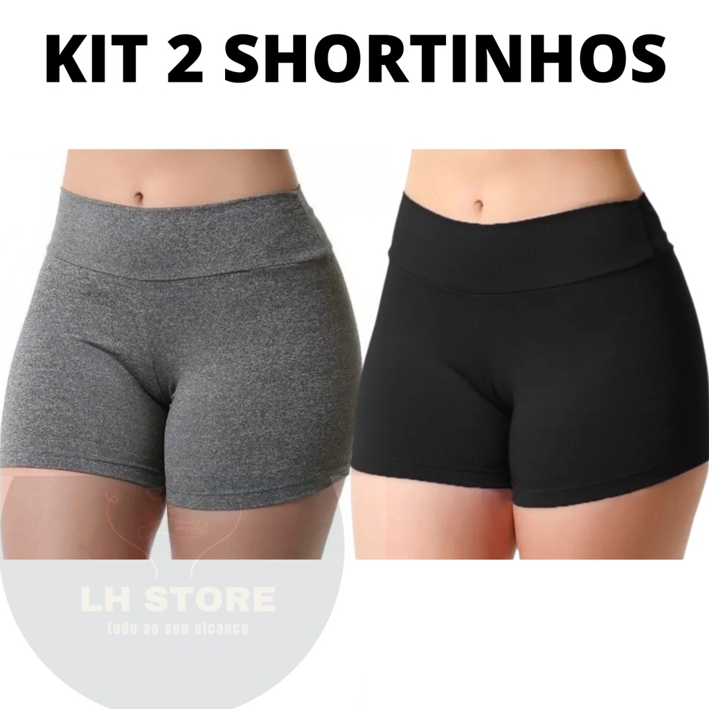 Kit 2 Shortinho Feminino Suplex Academia Fitness Shorts Femenino em Oferta na Shopee