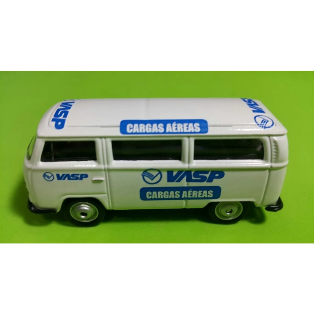 VW T2 KOMBI CUSTOM WELLY CARGAS AÉREAS VASP COM EMBALAGEM ESCALA 1.64 TAMANHO 7CM NOVO