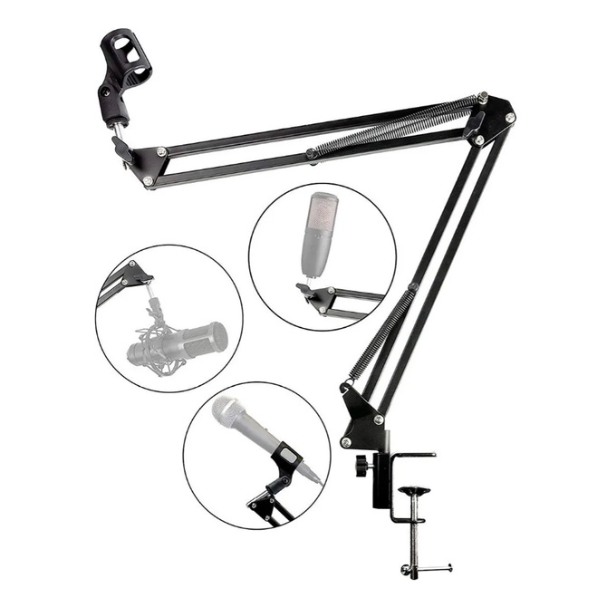 Suporte Articulável Para Microfone - Pedestal Apoio Mesa em Oferta na Shopee