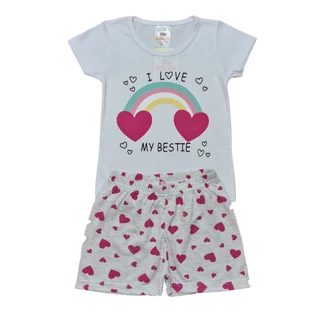 Pijama Feminino Infantil de verão100% algodão, Tam 1 ao 8 anos.