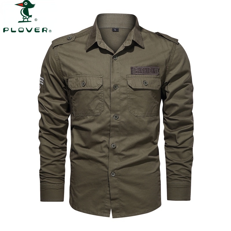 PLOVER Camisa Masculina Manga Longa Camisa Militar Militar Tática SWAT