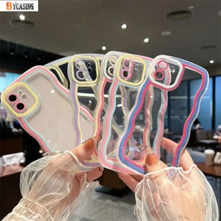 Samsung A14 A31 A10 A10S A10S A20 A20S A51 A71 A04s A13 A12 A22 A03 A32 A03s A23 A02s Estojo Luxo Macaron Simples Costura De Contraste De Cor Borda Ondulada TPU Capa De Telefone Transparente Macia BY