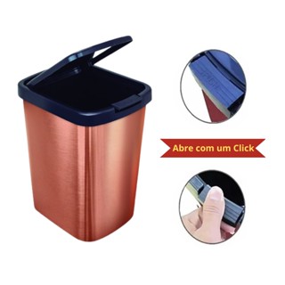 LIXEIRA ROSE Cesto Gold 9 Litros Com Tampa Click Label Oferta