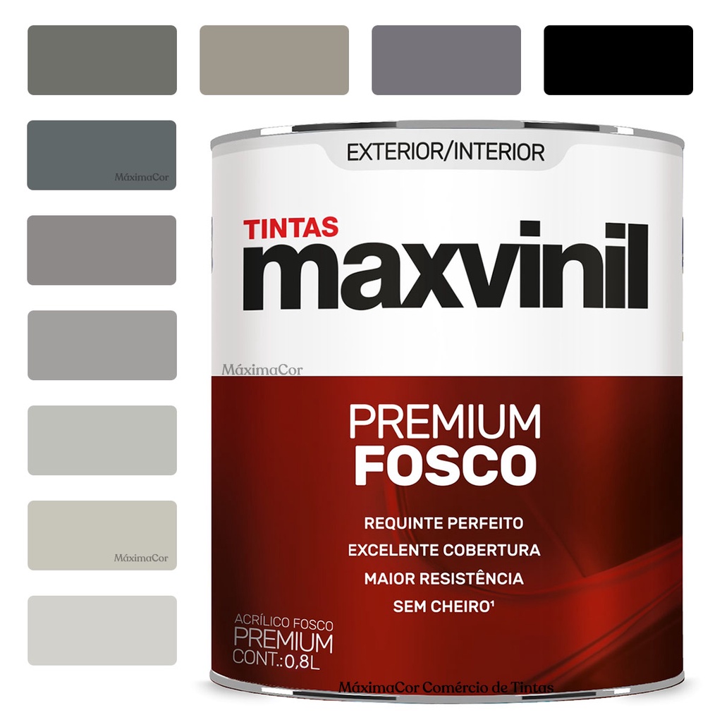 Tinta para Parede Cores Cinza Fosca Antimofo Maxvinil 800ml | Shopee Brasil