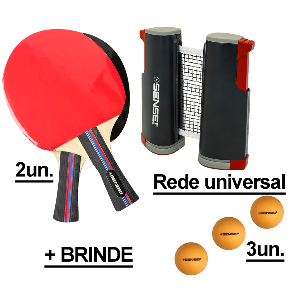 Kit 2 Raquete Tenis De Mesa Ping Pong Profissional Lisa Rede