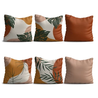 Kit 6 Capas de Almofadas Yuzo 45x45cm Folhas