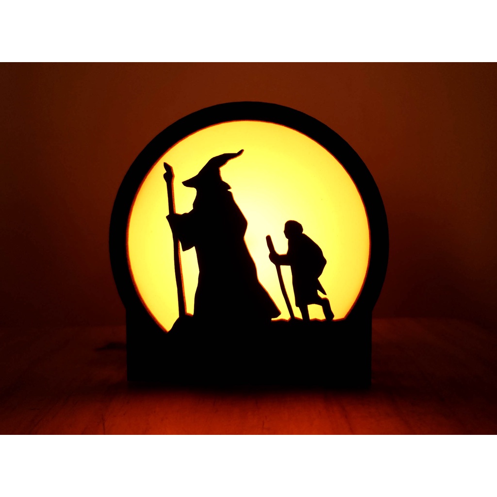 Luminária Senhor dos Anéis Gandalf e Bilbo