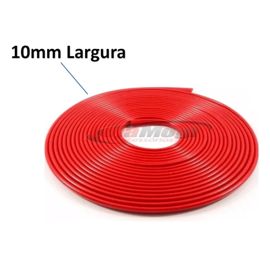 Rolo Friso Vermelho Brilhante Universal Flexivel 10mm X 4mts em Oferta na Shopee