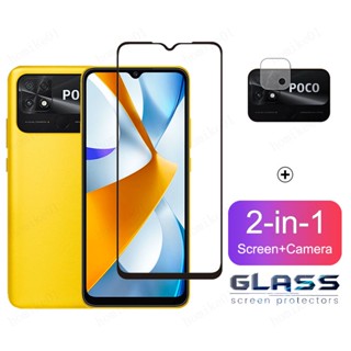 Película De Vidro Temperado POCO C40 Para Xiaomi POCO F3 F4 X3 NFC X4 GT M4 M3 Pro 5G M5s M5 2 Em 1 Protetor De Tela De Cobertura Total