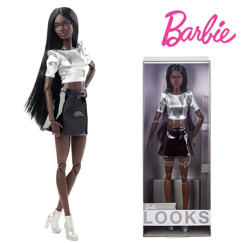 Coleção Barbie Boneca Iconic Doll Dark Brown Cabelo Liso Tall De Moda Totalmente Móvel Para Coletores