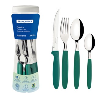 Faqueiro Tramontina Ipanema Inox Verde esmeralda 24 Peças Serve até 6 Pessoas