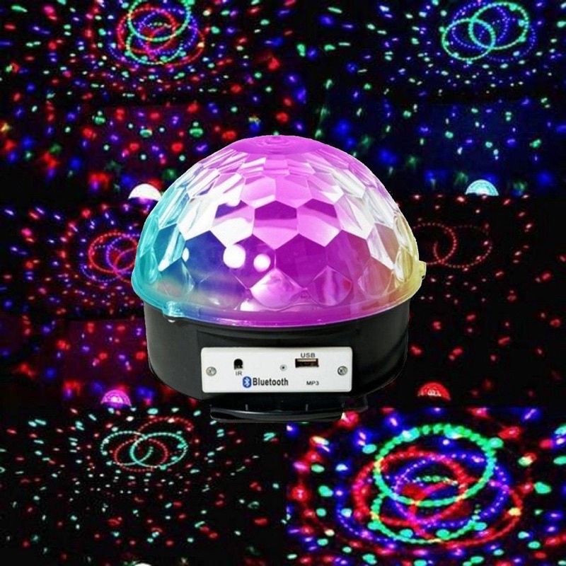 Globo De Luz Led Giratório para Festa e Balada Com caixa de som Mp3 USB Bluetooth