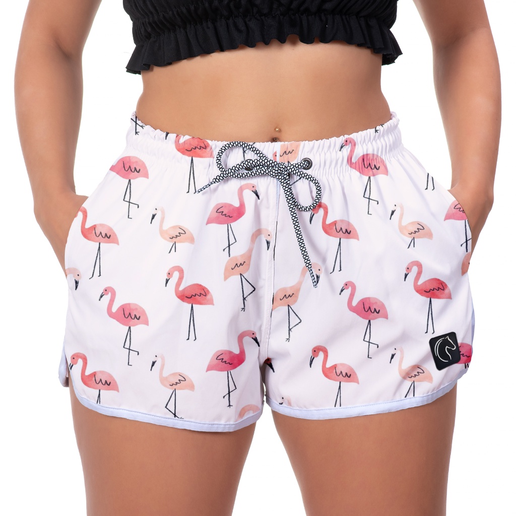 Shorts Feminino Moda Verão Estampas Com Elastano Academia Verão Praia Treino Casual Bermuda Tendência Moda