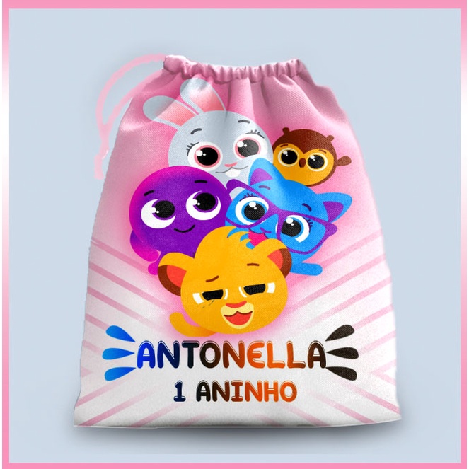 10 sacolinhas personalizada tecido BOLOFOFO ROSA   lembrancinha festa de aniversario 30cmx20cm