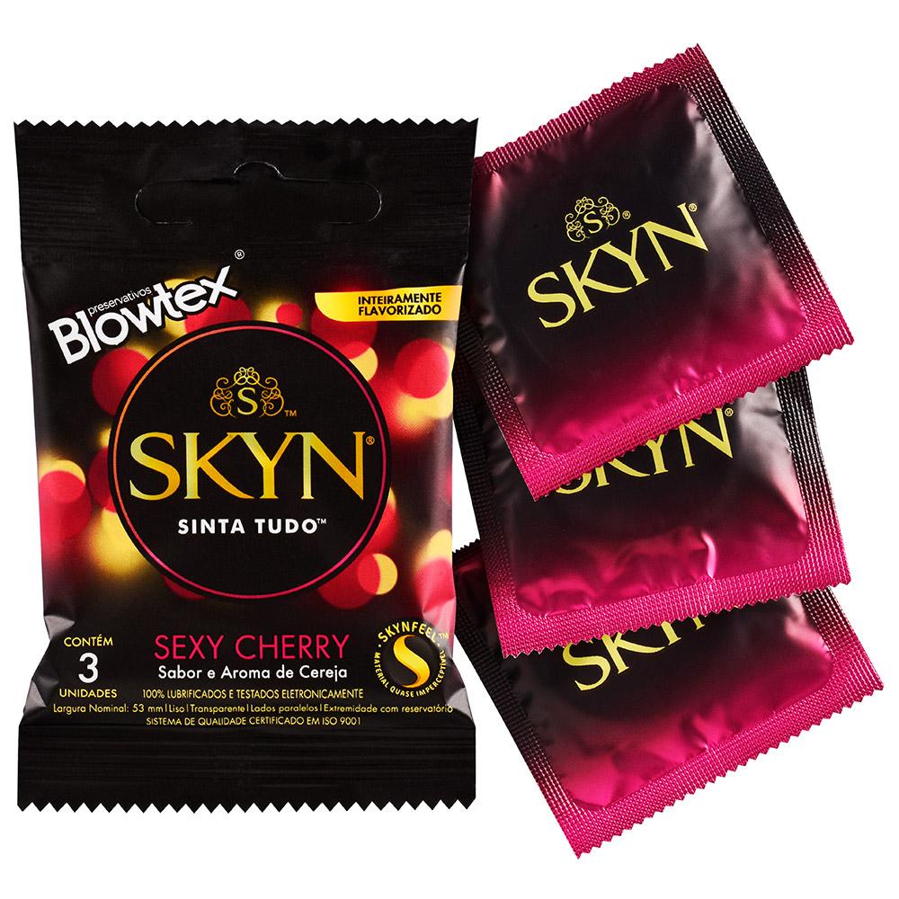 Detalhes do Kit 5 Pacotes Preservativo SKYN Sexy Cherry C/ 3 Unidades Cada