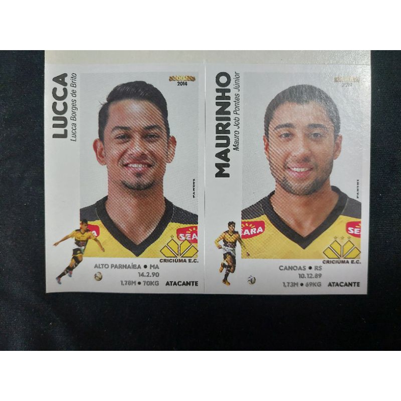 02 figurinhas Campeonato Brasileiro Brasileirão 2014 - Criciúma #110 e 109