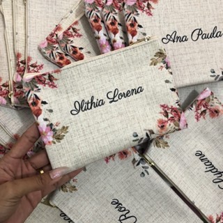 Necessaire Personalizada Slim Sofisticada Para presente Casamento, Aniversário, Formatura etc Tamanho 14x20